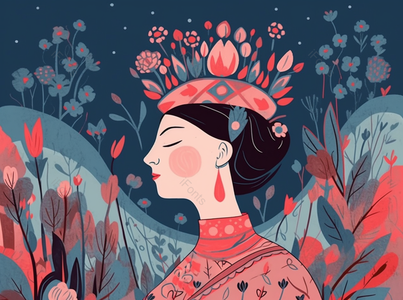 带皇冠的女孩母亲节插画妇女节插画肌理手绘女神节化妆的女人海报,插画/手绘图,插画/手绘图库,插画/手绘图下载,插画/手绘